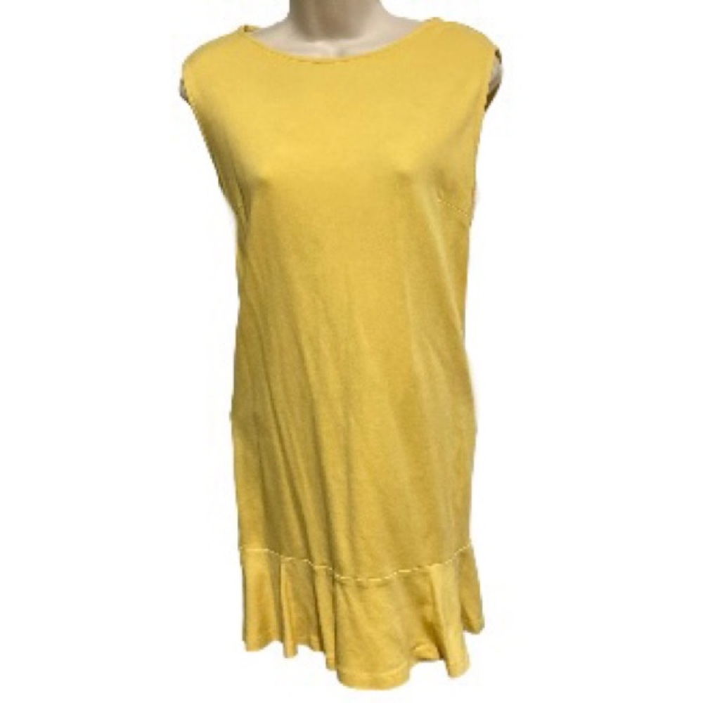 NEW YORK and COMPANY Mustard Yellow Mini Ruffled Sleeveless Cotton Sundress LRG